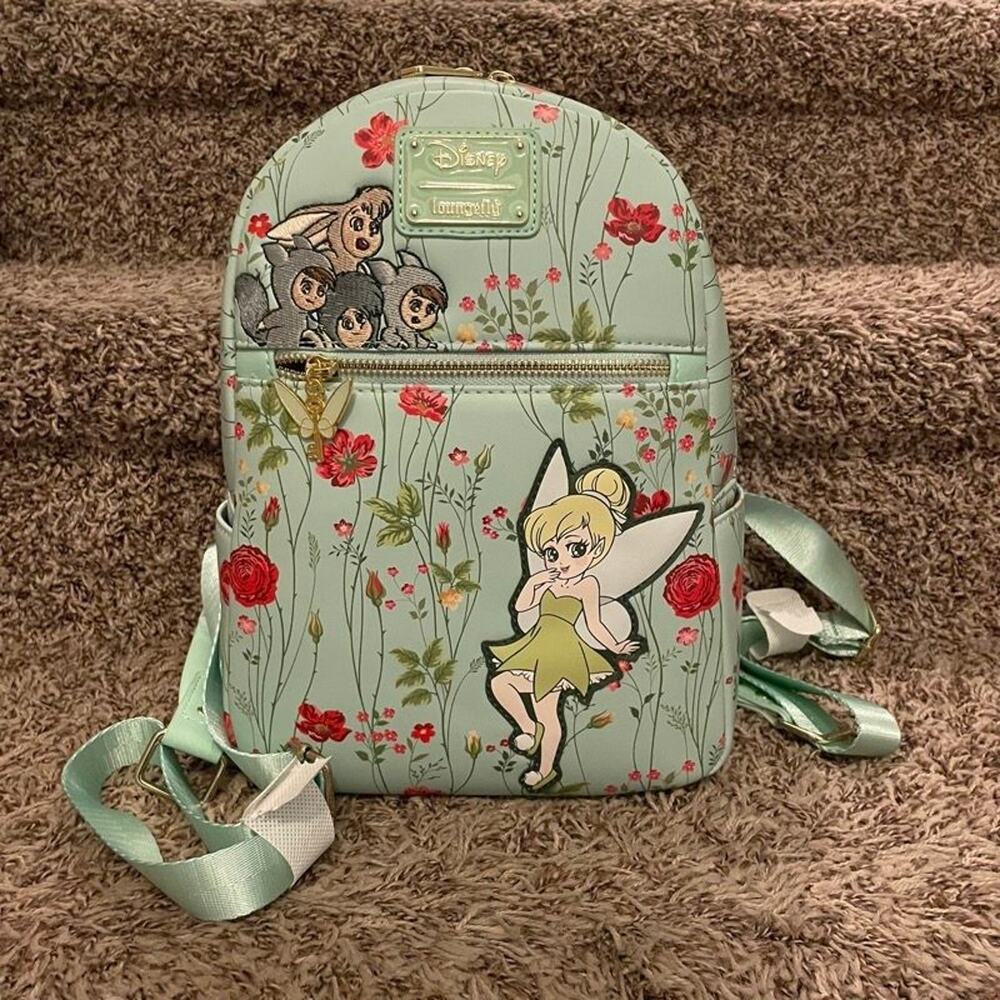Loungefly Disney Peter Pan Tinker Bell Floral Mini Backpack Lost Boys NWT